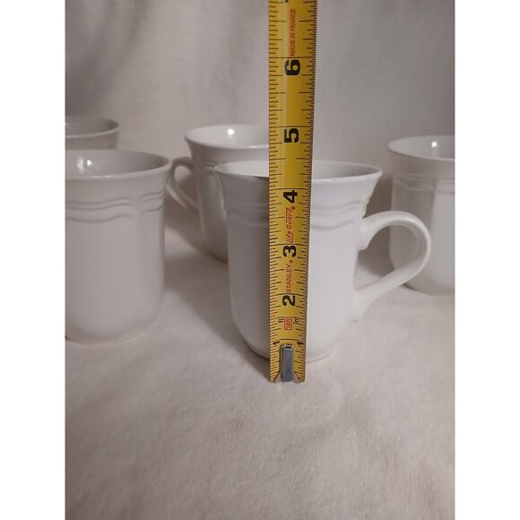 5 Mikasa Tall Coffee Cups French Countryside F9000 Ivory White Mugs Cottage Hot - Picture 12 of 13